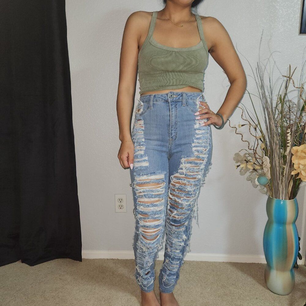 FULL DISTRESSED HIGH WAIST SKINNY JEANS- Size 5